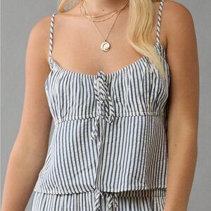 American Eagle Outfitters Green and White Striped Camisole tank top